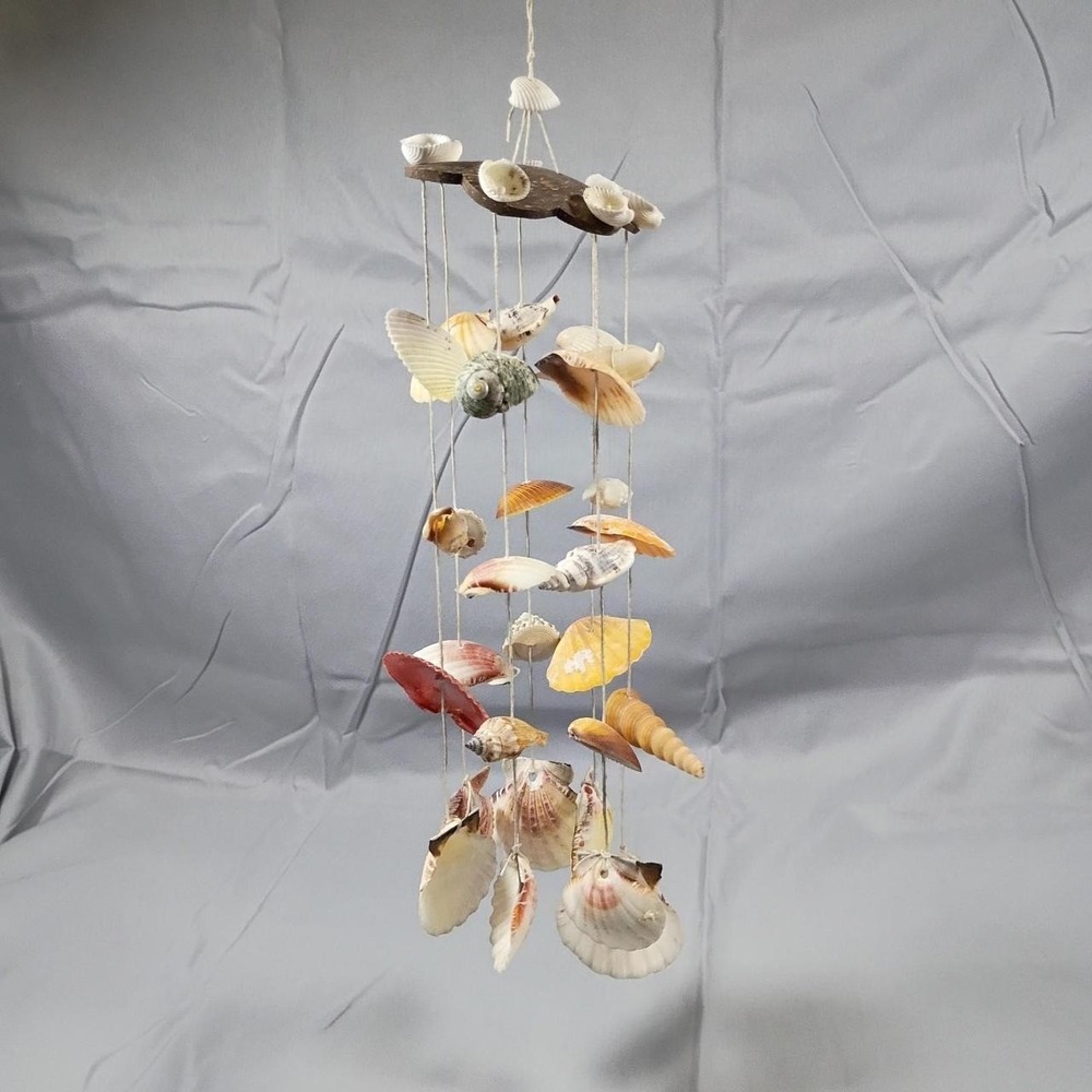 Vintage Seashell Wind Chime Boho Beach House Decor